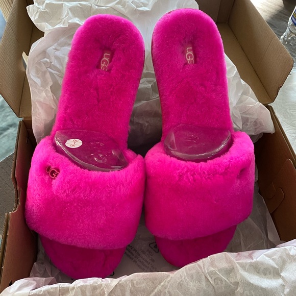 UGG Shoes - SOLD Hot Pink Ugg Cozette Fur Slippers 11